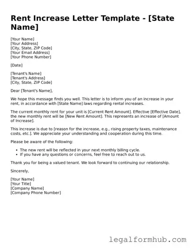 Printable Rent Increase Letter Document