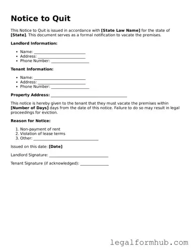 Printable Notice to Quit Document