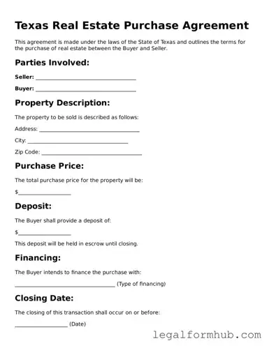 Free  Real Estate Purchase Agreement Template for Texas