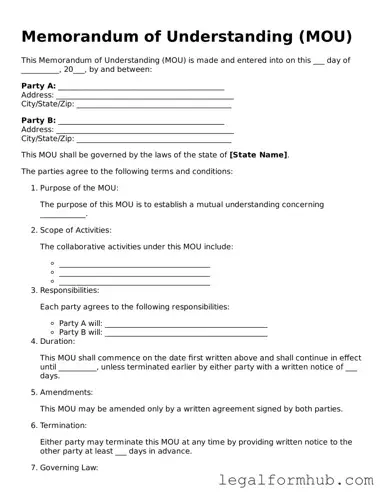 Printable Memorandum of Understanding Document
