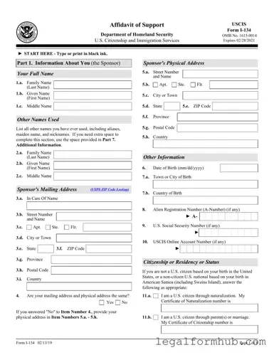 Fill Your USCIS I-134 Form