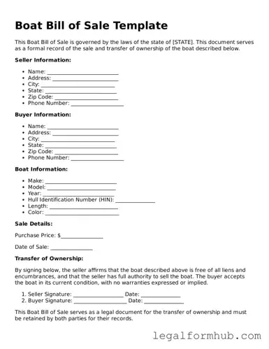 Printable Boat Bill of Sale Document