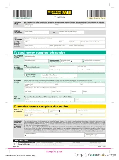 Fill Your Western Union Form