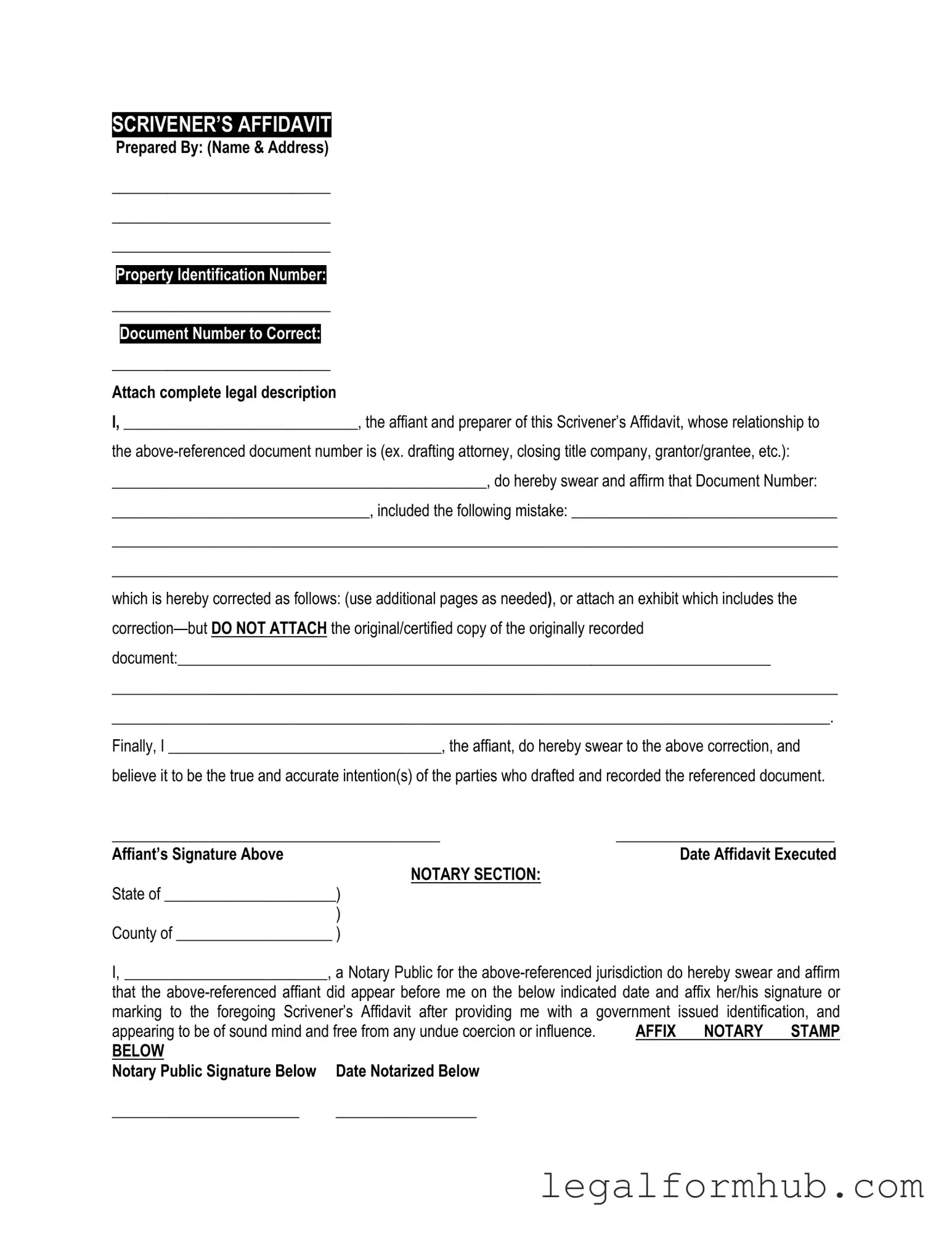 Fill Your Scrivener's Affidavit Form