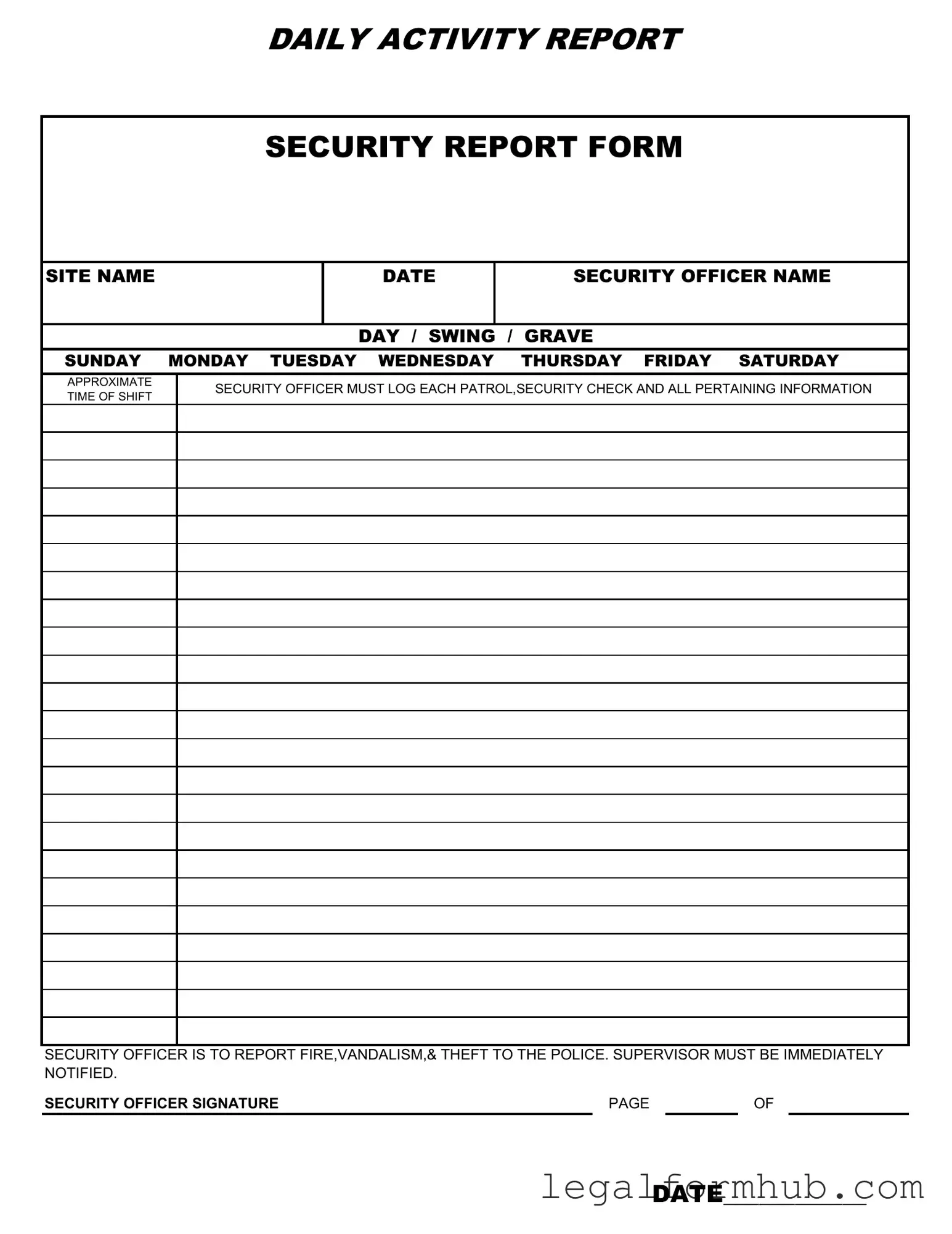 Fill Your Security Guard Daily Report Sample Form