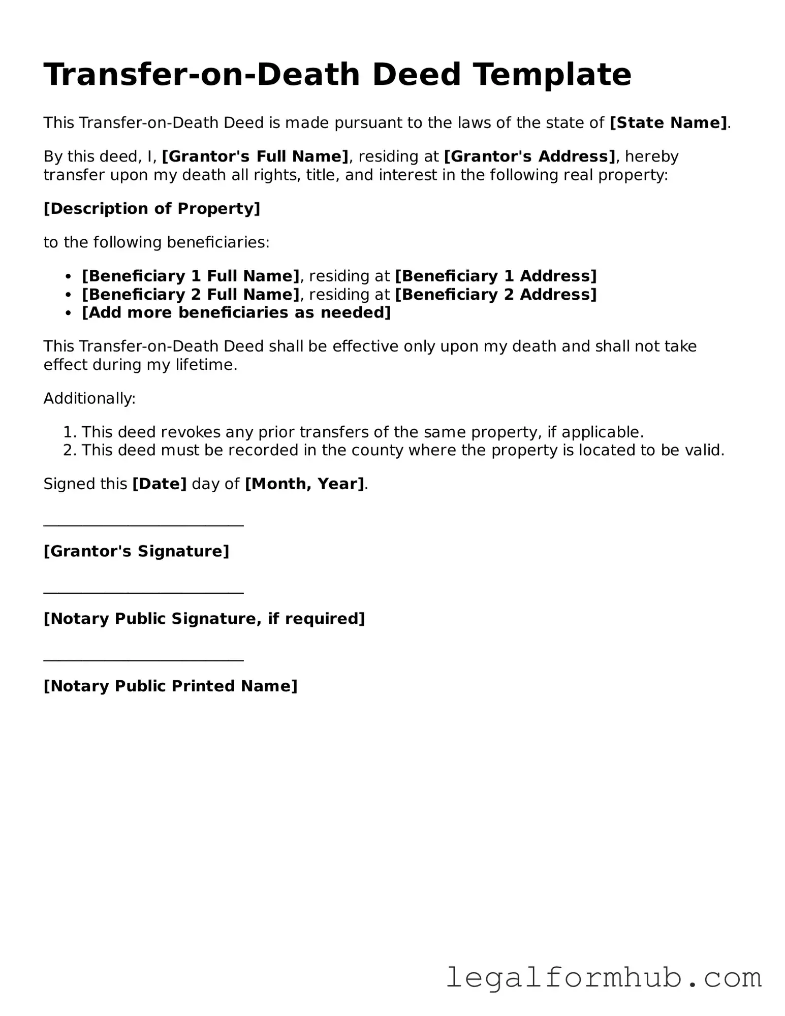 Printable Transfer-on-Death Deed Document