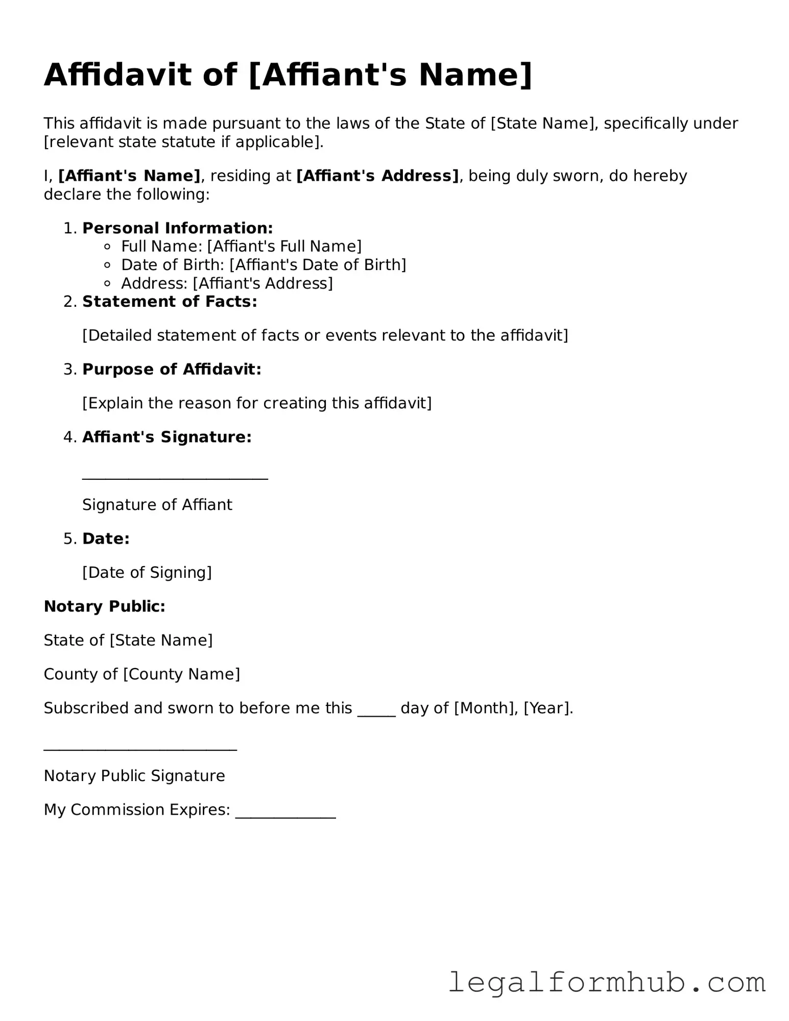 Printable Affidavit Document