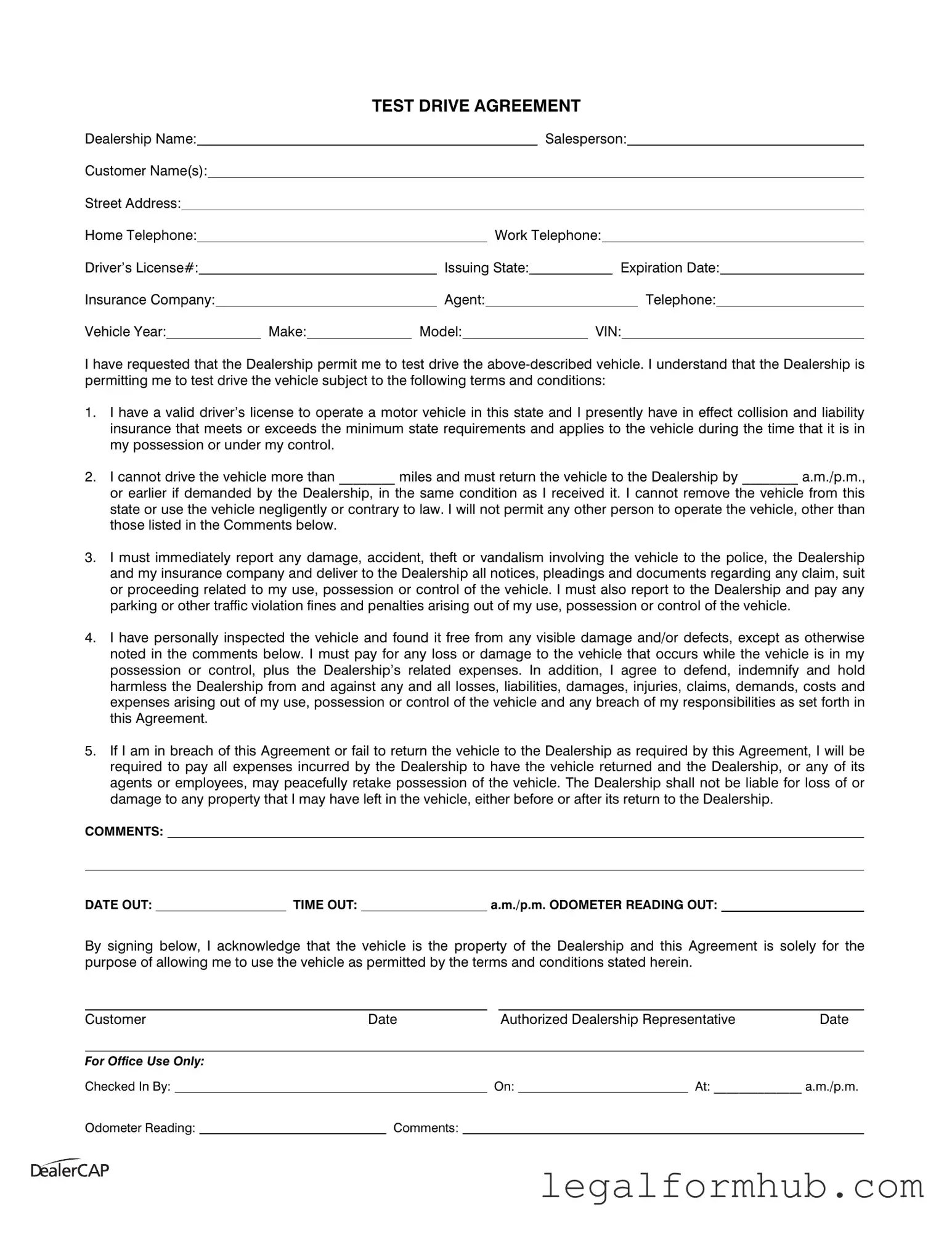 Fill Your Test Drive Form
