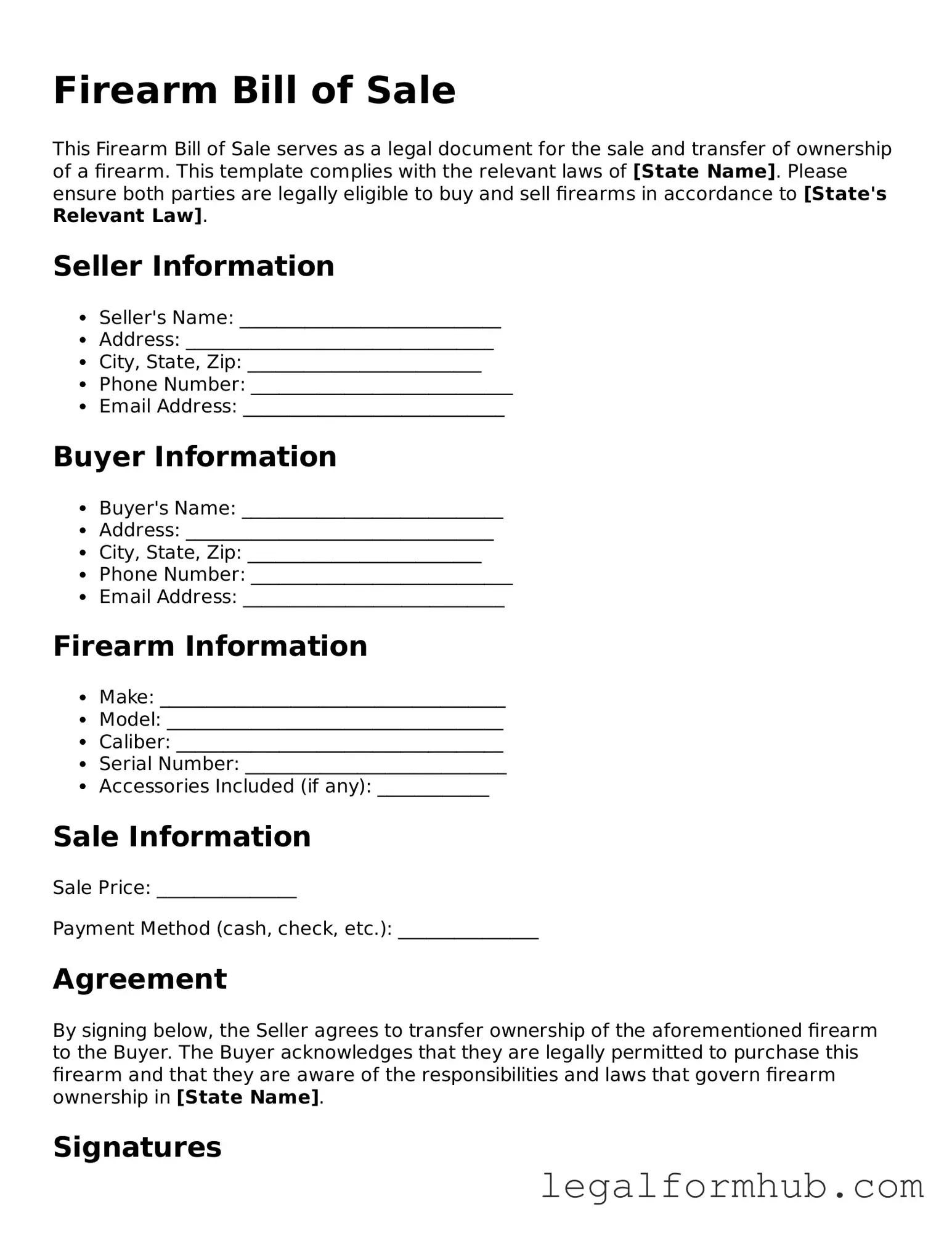 Printable Firearm Bill of Sale Document
