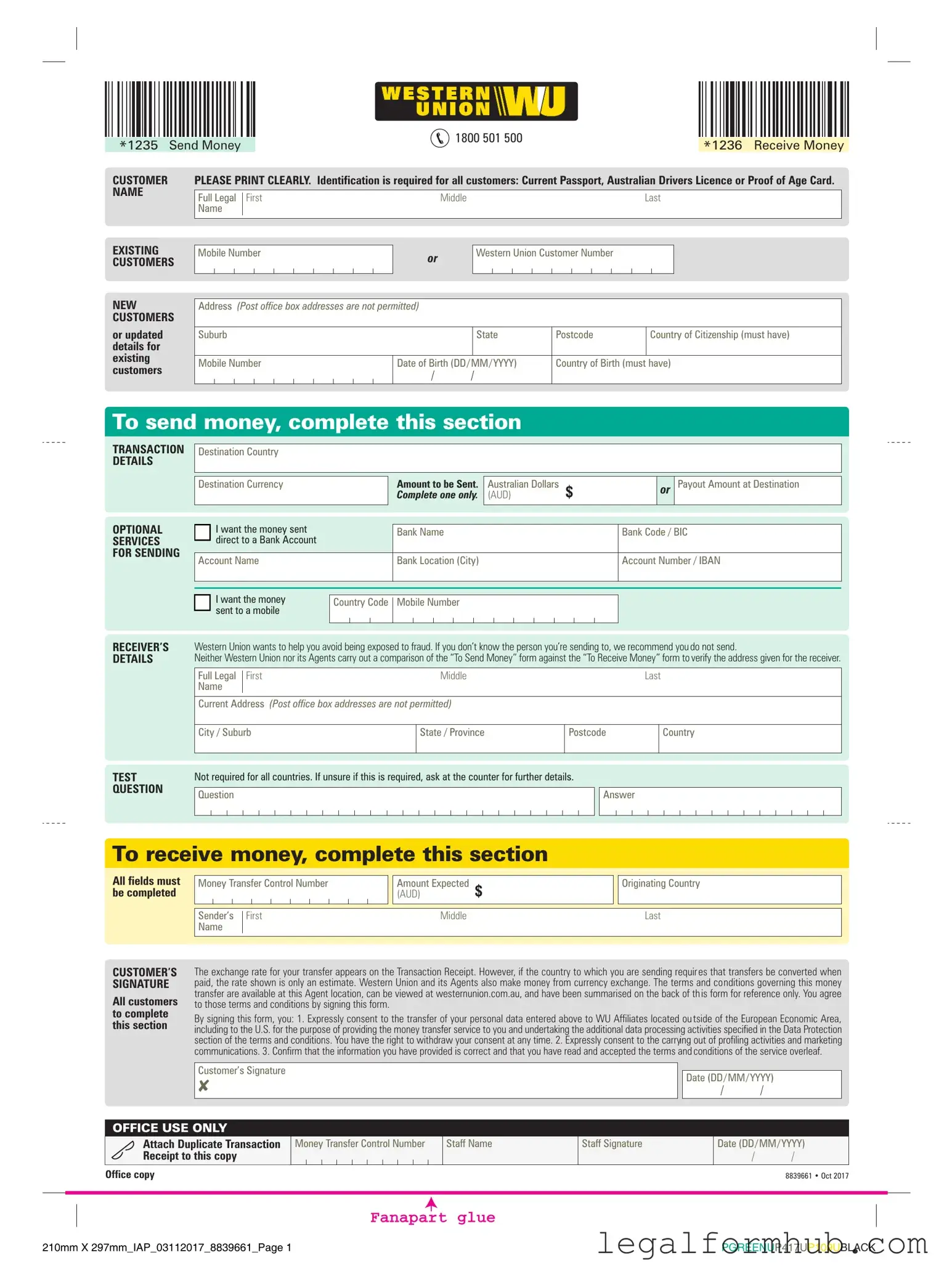 Fill Your Western Union Form